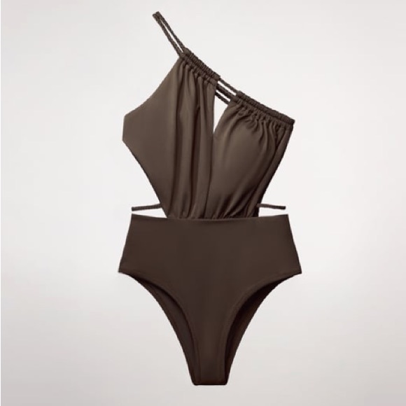 Zara Swim Zara Brown One Piece Cut Out Swimsuit Poshmark